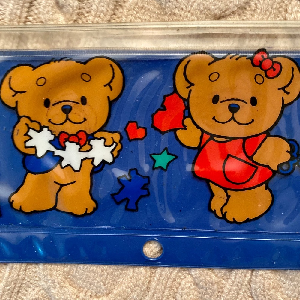 Sanrio 1987 Vintage Pencil Case "Robbie & Robearta" Retro Bears Collector's Item